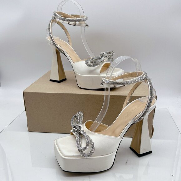 Mach & Mach Wedding Platform Double Bow 140 Silk Ankle-Strap Sandals EU 39 US 9 - Picture 3 of 13